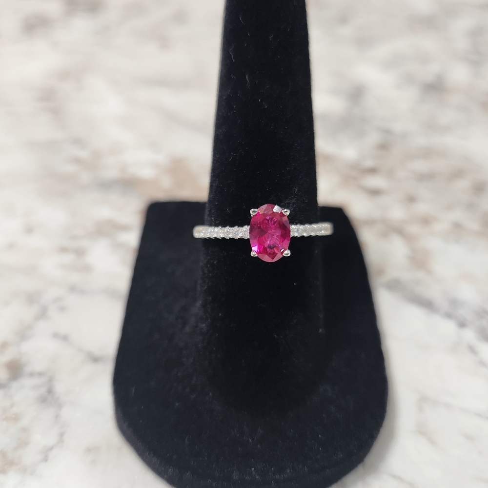 New 0.5 Carat Red "Pigeon Blood" Ruby With Diamonds 925 S.S Ring - Picture 5 of 8